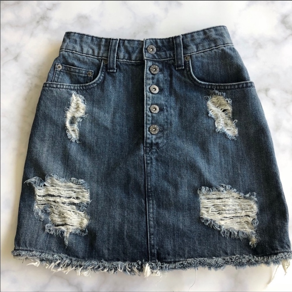High waist LF Carmar Distressed Denim Mini Skirt